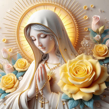 Load image into Gallery viewer, Diamond Painting - Full Round - Yellow roses and Virgin Mary (40*40CM)
