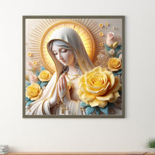 Load image into Gallery viewer, Diamond Painting - Full Round - Yellow roses and Virgin Mary (40*40CM)
