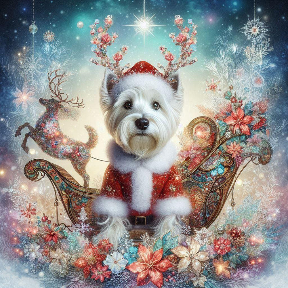 Diamond Painting - Full Round - Christmas Puppy (40*40CM)
