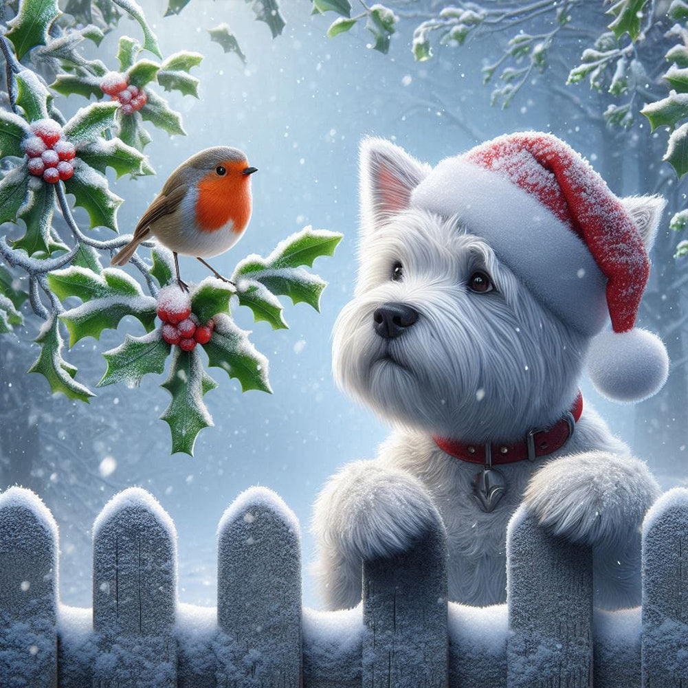 Diamond Painting - Full Round - Christmas Puppy (40*40CM)