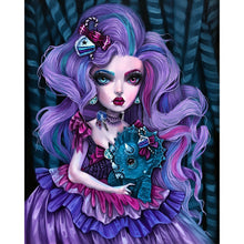 Load image into Gallery viewer, Diamond Painting - Full Round - Triangle beast and purple-haired girl (40*50CM)
