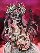 Load image into Gallery viewer, Diamond Painting - Full Round - Girl with pink hair in ghost makeup (40*50CM)
