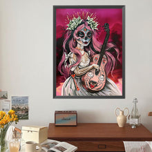 Load image into Gallery viewer, Diamond Painting - Full Round - Girl with pink hair in ghost makeup (40*50CM)
