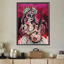Load image into Gallery viewer, Diamond Painting - Full Round - Girl with pink hair in ghost makeup (40*50CM)
