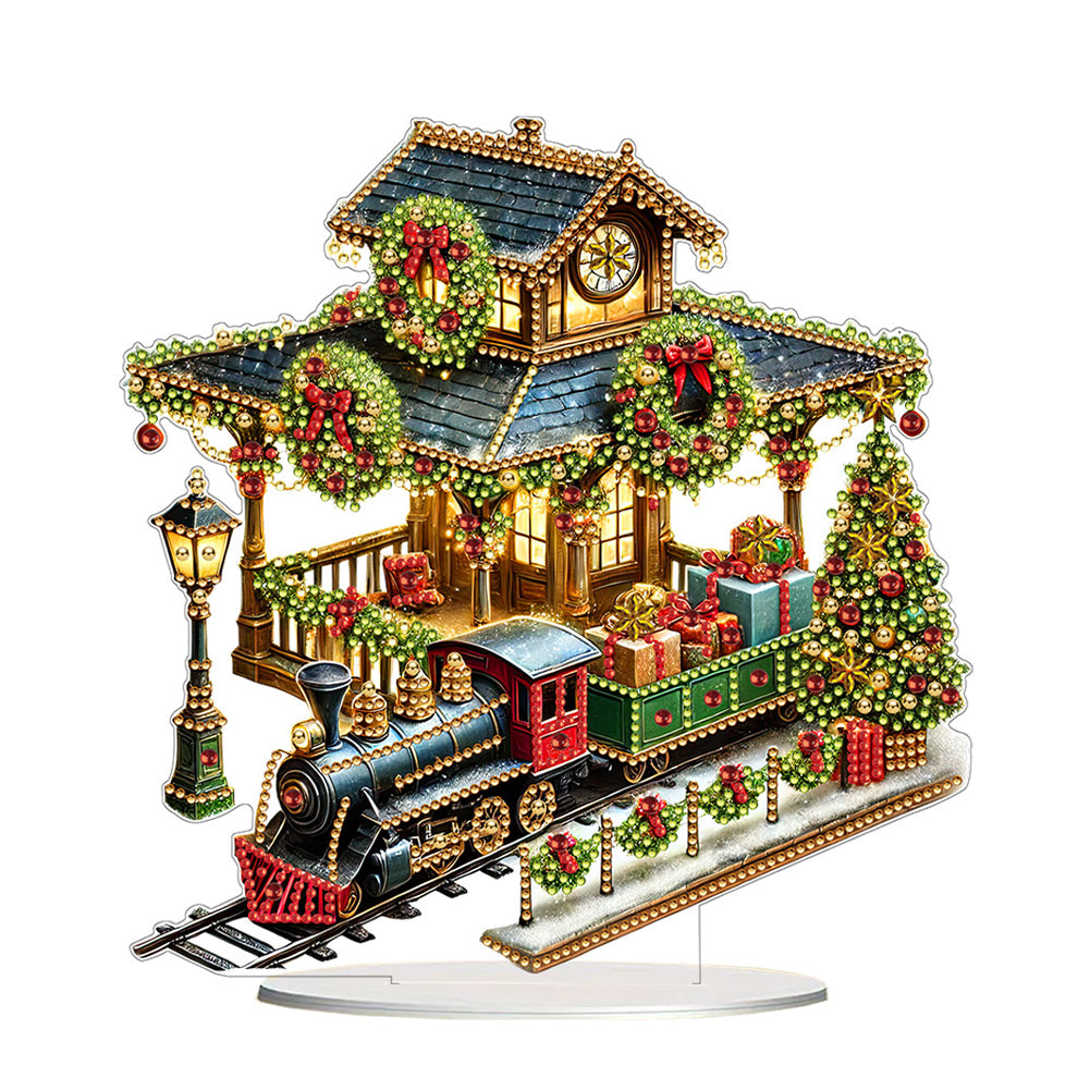 Acrylic Special Shape Christmas Cat Desktop Diamond Art Kits Bedroom Table Decor