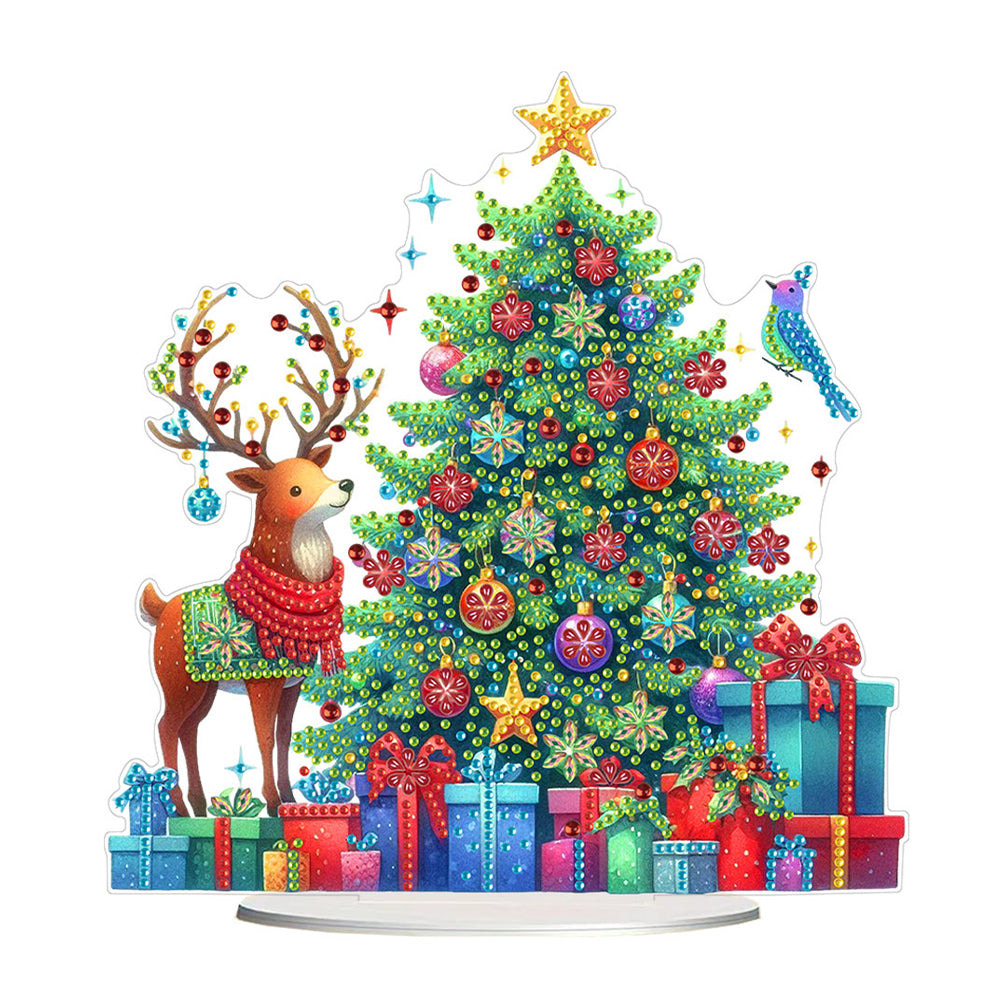 Acrylic Special Shape Christmas Cat Desktop Diamond Art Kits Bedroom Table Decor