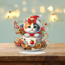 Load image into Gallery viewer, Acrylic Special Shape Christmas Cat Desktop Diamond Art Kits Bedroom Table Decor
