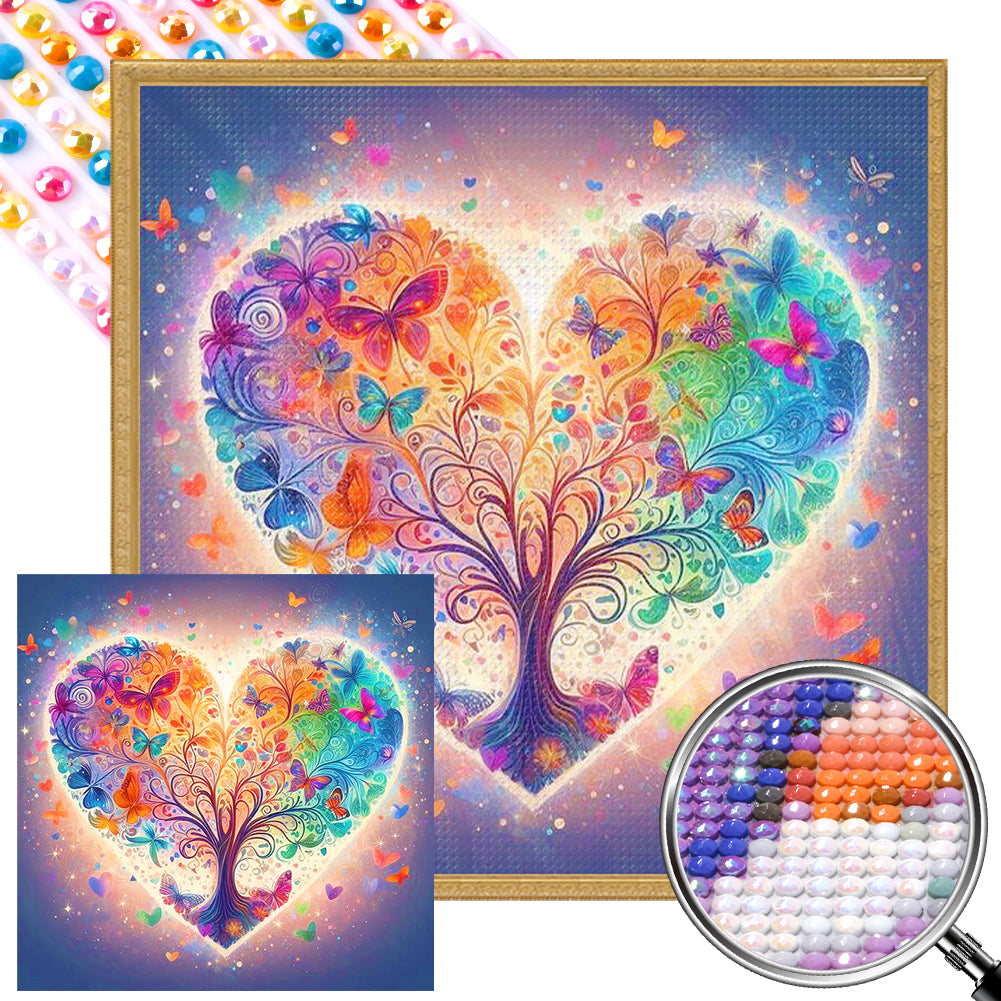 AB Diamond Painting - Full Round - Butterfly love tree (40*40CM)