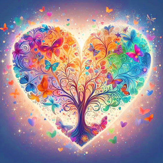 AB Diamond Painting - Full Round - Butterfly love tree (40*40CM)