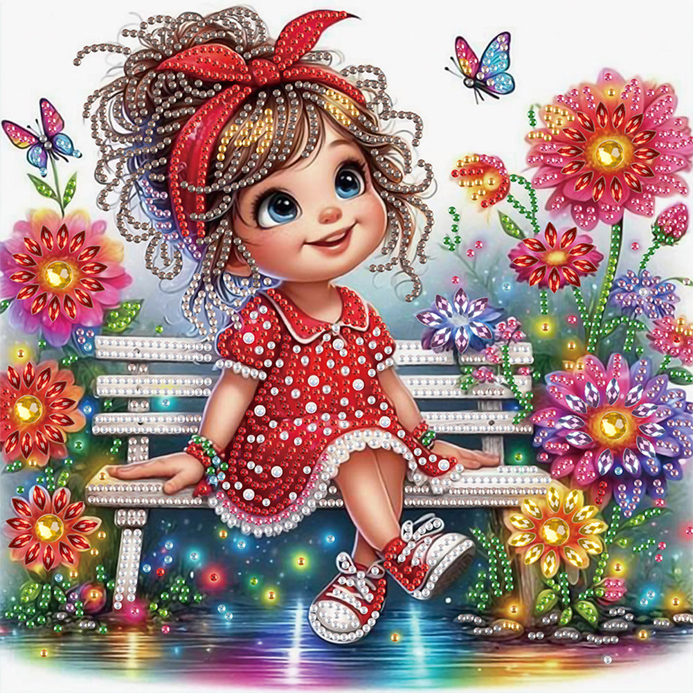 Diamond Painting - Partial Special Shaped - Cute little girl (30*30CM)