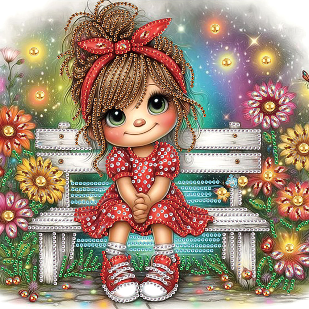 Diamond Painting - Partial Special Shaped - Cute little girl (30*30CM)