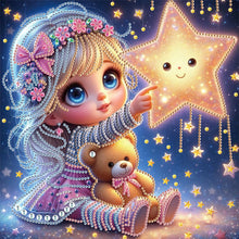 Load image into Gallery viewer, Diamond Painting - Partial Special Shaped - Cute little girl (30*30CM)
