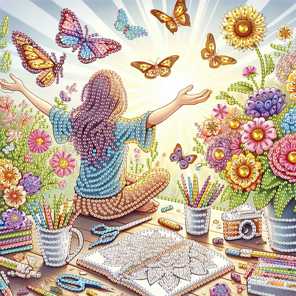 Diamond Painting - Partial Special Shaped - Cute little girl (30*30CM)