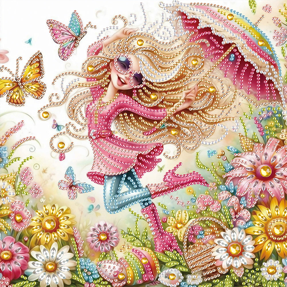 Diamond Painting - Partial Special Shaped - Cute little girl (30*30CM)