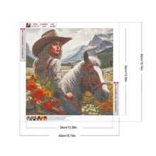 Load image into Gallery viewer, Diamond Painting - Full Round - Cowboy girl riding a horse (40*40CM)
