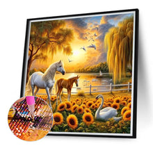Load image into Gallery viewer, Diamond Painting - Full Round - Horse in a sunflower field (40*40CM)
