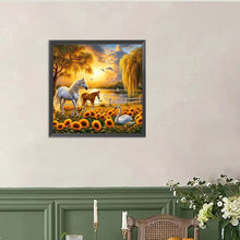 Load image into Gallery viewer, Diamond Painting - Full Round - Horse in a sunflower field (40*40CM)
