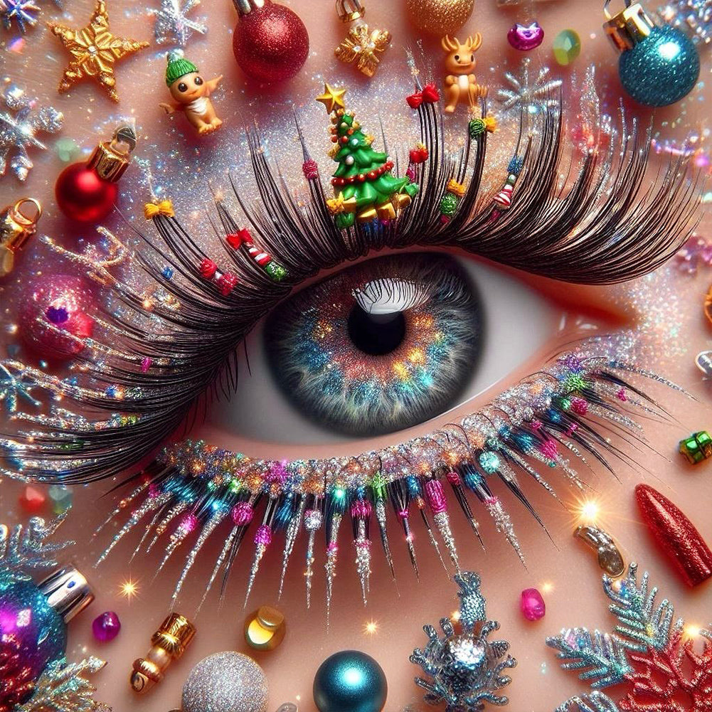 Diamond Painting - Full Round - Eyes with Christmas eyeshadow (40*40CM)