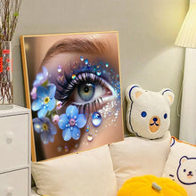 Load image into Gallery viewer, Diamond Painting - Full Round - Blue flowers decorate eyes (40*40CM)
