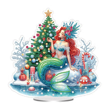 Load image into Gallery viewer, Acrylic Special Shape Xmas Tree Mermaid Table Top Diamond Painting Ornament Kits

