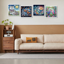 Load image into Gallery viewer, 4pcs Diamond Painting - Partial Special Shaped - White Cat Butterfly Whale Parrot (30*30CM)
