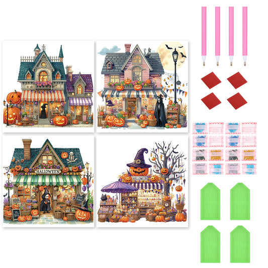 4pcs Diamond Painting - Partial Special Shaped - Halloween Series (30*30CM)