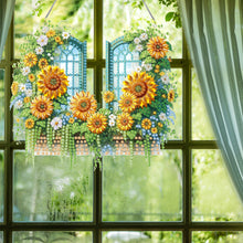 Load image into Gallery viewer, Acrylic DIY Diamond Painting Hanging Pendant Home Decor (Sunflower Window)
