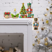 Load image into Gallery viewer, Wooden Christmas Nutcracker Diamond Painting Door Topper Decor Party Ornament
