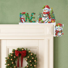 Load image into Gallery viewer, Wooden Christmas Snowman Diamond Painting Door Topper Decor for Party Ornament
