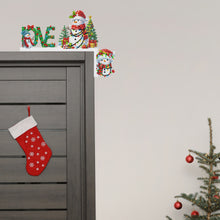 Load image into Gallery viewer, Wooden Christmas Snowman Diamond Painting Door Topper Decor for Party Ornament
