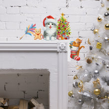 Load image into Gallery viewer, Wooden Christmas Cat DIY Diamond Painting Door Topper Decor for Party Ornament
