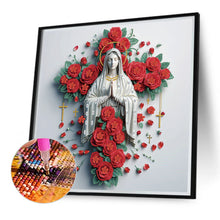 Load image into Gallery viewer, Diamond Painting - Partial Special Shaped - Red Rose Cross Girl (40*40CM)
