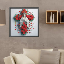 Load image into Gallery viewer, Diamond Painting - Partial Special Shaped - Red Rose Cross Girl (40*40CM)
