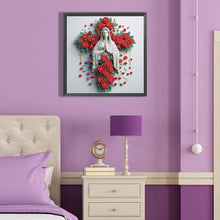 Load image into Gallery viewer, Diamond Painting - Partial Special Shaped - Red Rose Cross Girl (40*40CM)
