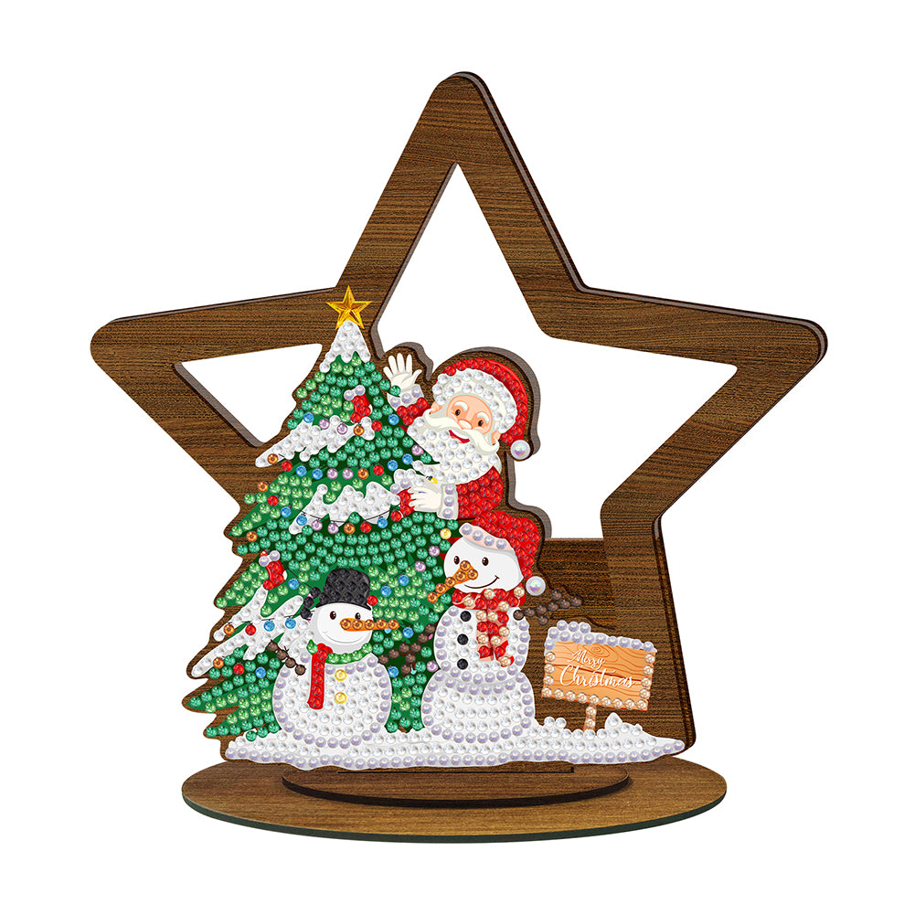 Wooden Christmas Table Top Diamond Painting Ornament Kits Xmas Home Decor (I)