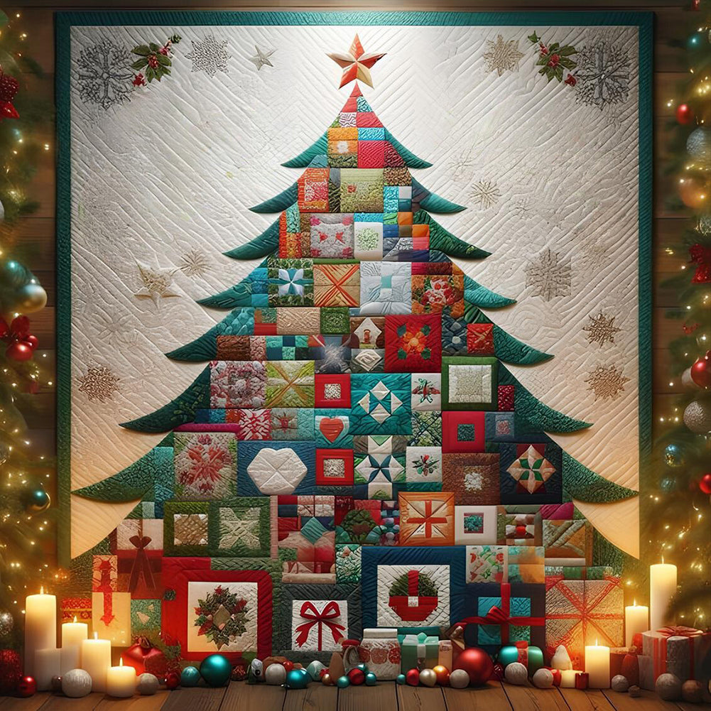 Diamond Painting - Full Round - Candle Fabric Christmas Tree (50*50CM)