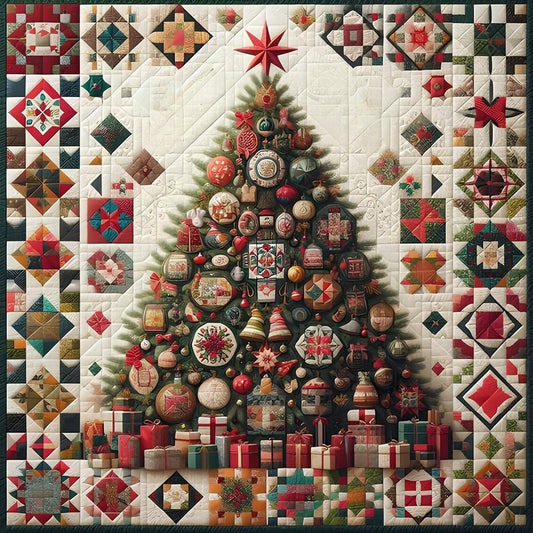 Diamond Painting - Full Round - Abstract Fabric Christmas Tree (50*50CM)