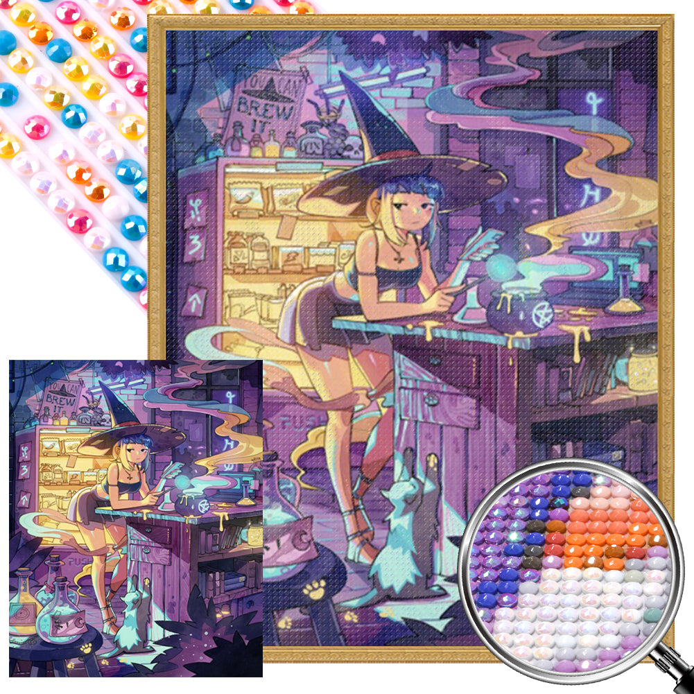 AB Diamond Painting - Full Round - Modern little witch (40*50CM)