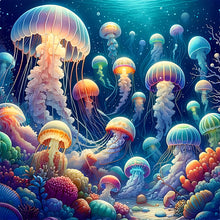 Load image into Gallery viewer, Diamond Painting - Full Round - Underwater jellyfish (40*40CM)
