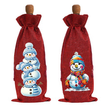 Load image into Gallery viewer, 2pcs Christmas Diamond Art Linen Wine Gift Bag Diamond Painting Red Wine Bag (C)

