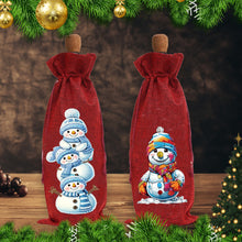 Load image into Gallery viewer, 2pcs Christmas Diamond Art Linen Wine Gift Bag Diamond Painting Red Wine Bag (C)
