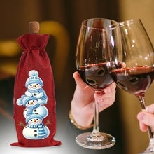 Load image into Gallery viewer, 2pcs Christmas Diamond Art Linen Wine Gift Bag Diamond Painting Red Wine Bag (C)

