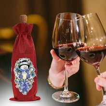 Load image into Gallery viewer, 2pcs Christmas Diamond Art Linen Wine Gift Bag Diamond Painting Red Wine Bag (D)

