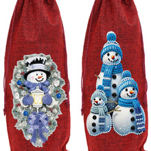 Load image into Gallery viewer, 2pcs Christmas Diamond Art Linen Wine Gift Bag Diamond Painting Red Wine Bag (D)
