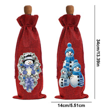 Load image into Gallery viewer, 2pcs Christmas Diamond Art Linen Wine Gift Bag Diamond Painting Red Wine Bag (D)
