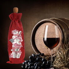 Load image into Gallery viewer, 2pcs Christmas Diamond Art Linen Wine Gift Bag Diamond Painting Red Wine Bag (E)
