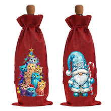Load image into Gallery viewer, 2pcs Christmas Diamond Art Linen Wine Gift Bag Diamond Painting Red Wine Bag (F)
