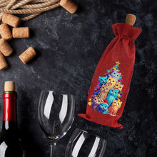 Load image into Gallery viewer, 2pcs Christmas Diamond Art Linen Wine Gift Bag Diamond Painting Red Wine Bag (F)
