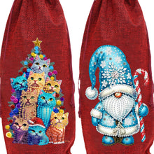 Load image into Gallery viewer, 2pcs Christmas Diamond Art Linen Wine Gift Bag Diamond Painting Red Wine Bag (F)
