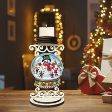 Load image into Gallery viewer, Wooden Special Shaped Christmas Snowman 5D DIY Diamond Handmade Candle Holder
